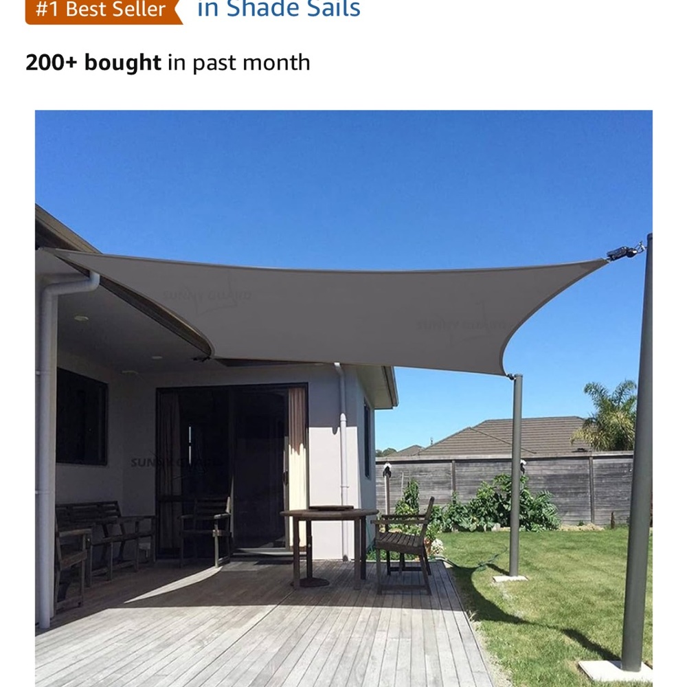🆕 Gray Sun Shade Sail 10x13 with hanging equipment